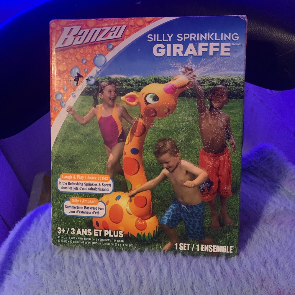 Silly giraffe sprinkler